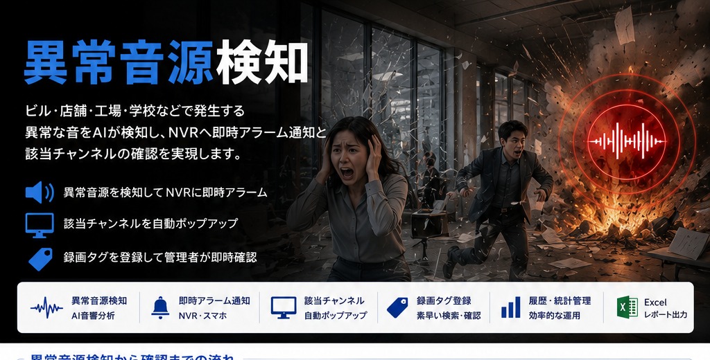UNIMO 異常音源検知 音声認識AI NVRアラーム通知カタログ
